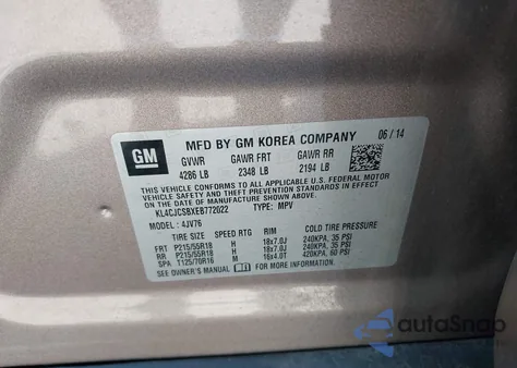 2014 Buick Encore from USA, damaged, VIN KL4CJCSBXEB772022